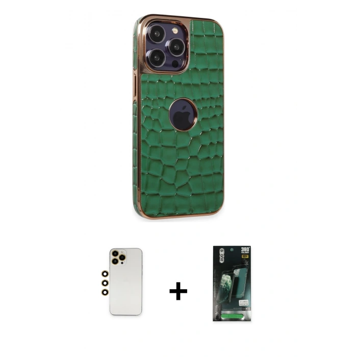 MARSİLYAN™- iPhone 13 Pro Max Kılıf Ufuk Form Prime - Şeffaf 360 Full Body Arka Koruyucu + Shine Kamera Lens - GD