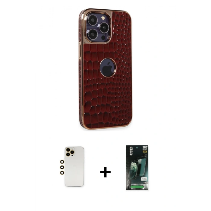 MARSİLYAN™- iPhone 13 Pro Max Kılıf Ufuk Form Prime - Şeffaf 360 Full Body Arka Koruyucu + Shine Kamera Lens - GD