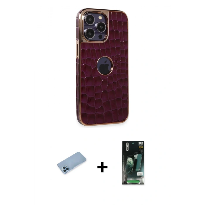 MARSİLYAN™- iPhone 13 Pro Max Kılıf Ufuk Form Prime - Şeffaf 360 Full Body Arka Koruyucu + Shine Kamera Lens Koruma Cam - MI