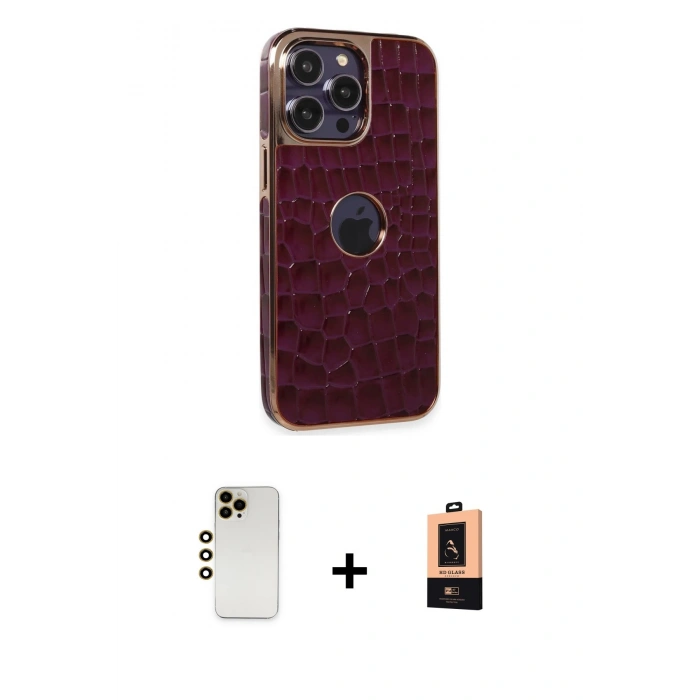 MARSİLYAN™- iPhone 13 Pro Max Kılıf Ufuk Form Prime - Şeffaf Maxco Cam Ekran Koruyucu + Shine Kamera Lens - GD