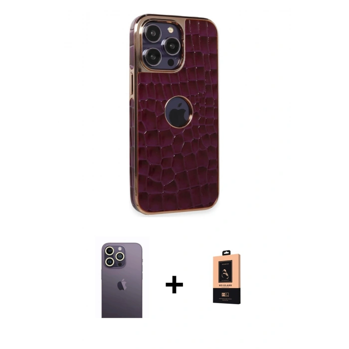 MARSİLYAN™- iPhone 13 Pro Max Kılıf Ufuk Form Prime - Şeffaf Maxco Cam Ekran Koruyucu + Neon Fosforlu Kamera Lens - BZ