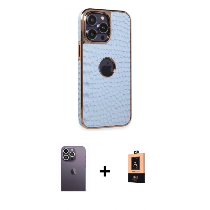 MARSİLYAN™- iPhone 13 Pro Max Kılıf Ufuk Form Prime - Şeffaf Maxco Cam Ekran Koruyucu + Neon Fosforlu Kamera Lens - BZ