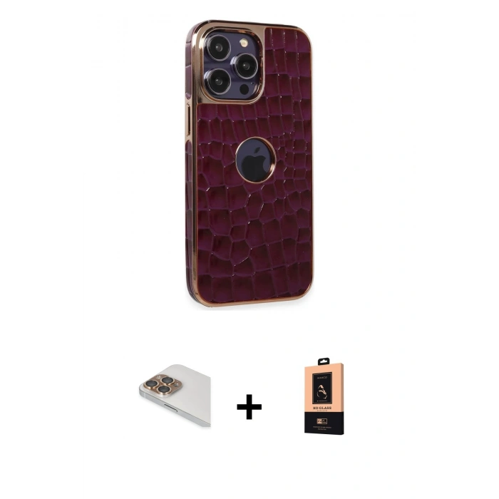 MARSİLYAN™- iPhone 13 Pro Max Kılıf Ufuk Form Prime - Şeffaf Maxco Cam Ekran Koruyucu + Pers Alüminyum Kamera Lens - GD