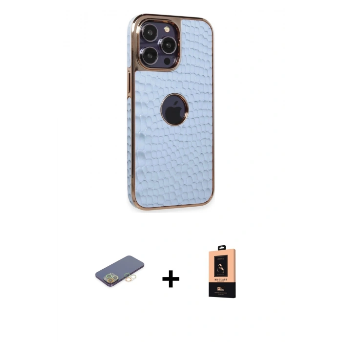MARSİLYAN™- iPhone 13 Pro Max Kılıf Ufuk Form Prime - Şeffaf Maxco Cam Ekran Koruyucu + Renkli Kamera Lens Koruma Cam - SI