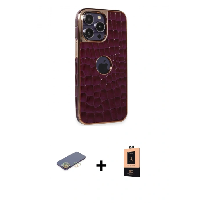 MARSİLYAN™- iPhone 13 Pro Max Kılıf Ufuk Form Prime - Şeffaf Maxco Cam Ekran Koruyucu + Renkli Kamera Lens Koruma Cam - SI