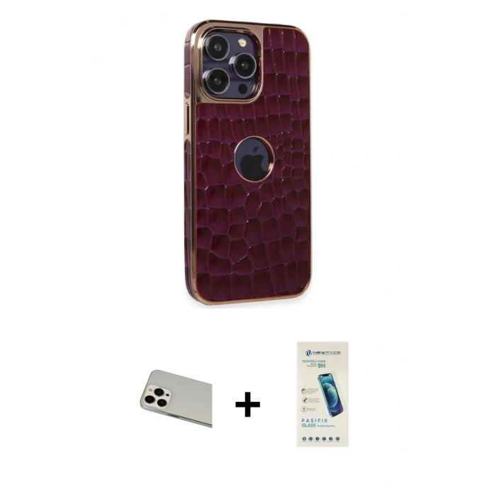 MARSİLYAN™- iPhone 13 Pro Max Kılıf Ufuk Form Prime - Şeffaf Pasifik Cam Ekran Koruyucu + Rainbow Kamera Lens Koruma Cam - BZ