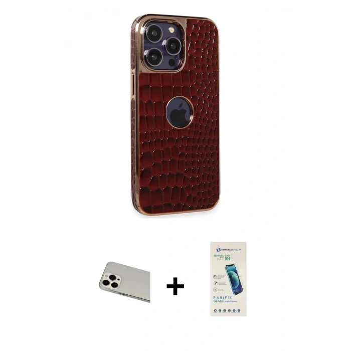 MARSİLYAN™- iPhone 13 Pro Max Kılıf Ufuk Form Prime - Şeffaf Pasifik Cam Ekran Koruyucu + Rainbow Kamera Lens Koruma Cam - BZ