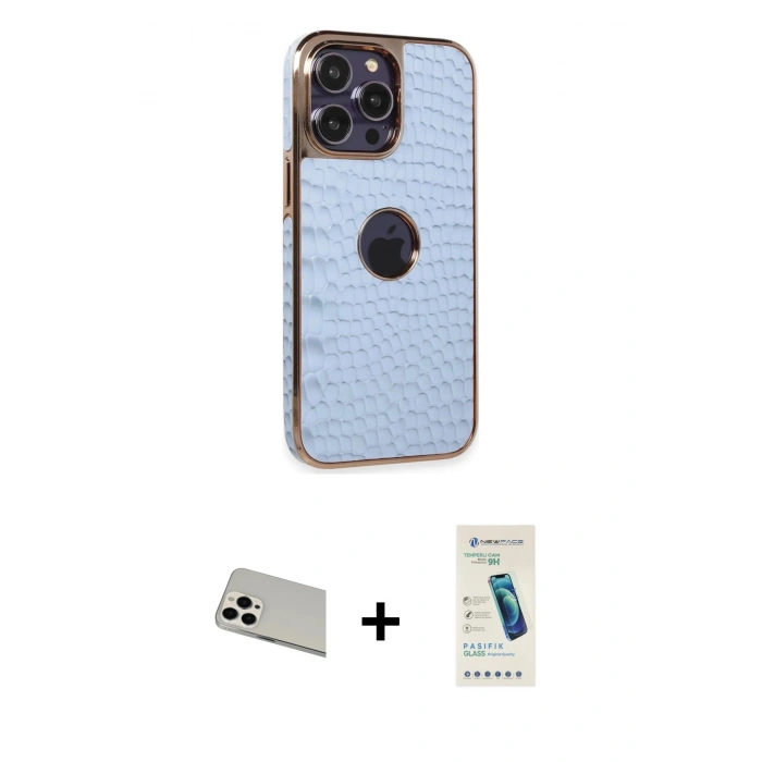 MARSİLYAN™- iPhone 13 Pro Max Kılıf Ufuk Form Prime - Şeffaf Pasifik Cam Ekran Koruyucu + Rainbow Kamera Lens Koruma Cam - BZ