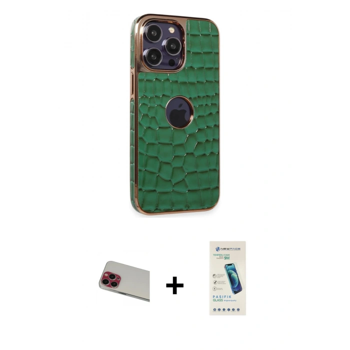 MARSİLYAN™- iPhone 13 Pro Max Kılıf Ufuk Form Prime - Şeffaf Pasifik Cam Ekran Koruyucu + Rainbow Kamera Lens Koruma Cam - KI