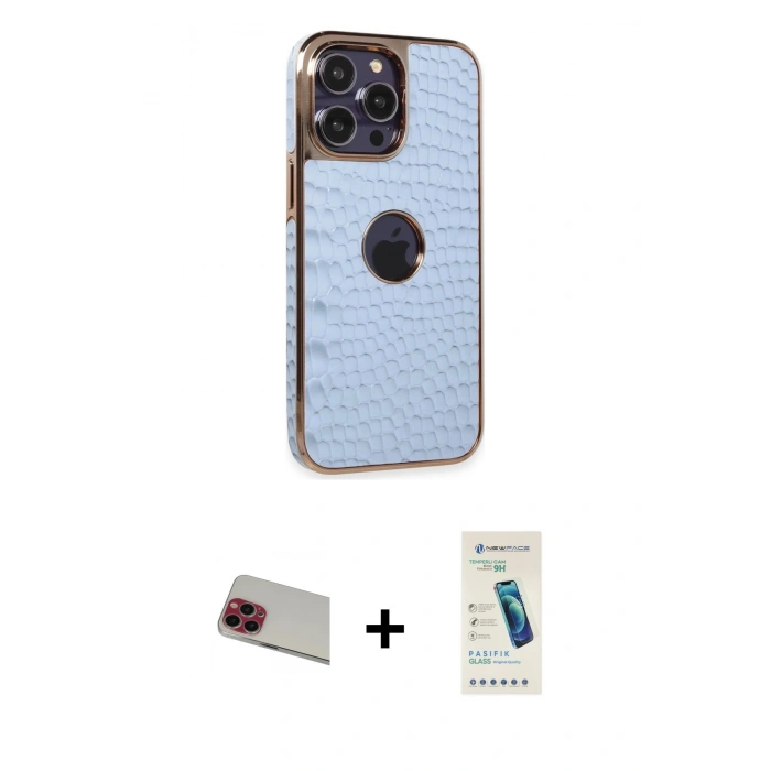 MARSİLYAN™- iPhone 13 Pro Max Kılıf Ufuk Form Prime - Şeffaf Pasifik Cam Ekran Koruyucu + Rainbow Kamera Lens Koruma Cam - KI