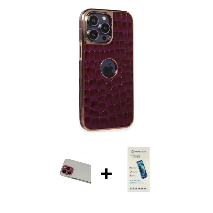 MARSİLYAN™- iPhone 13 Pro Max Kılıf Ufuk Form Prime - Şeffaf Pasifik Cam Ekran Koruyucu + Rainbow Kamera Lens Koruma Cam - KI