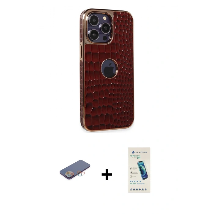MARSİLYAN™- iPhone 13 Pro Max Kılıf Ufuk Form Prime - Şeffaf Pasifik Cam Ekran Koruyucu + Renkli Kamera Lens Koruma Cam - PE