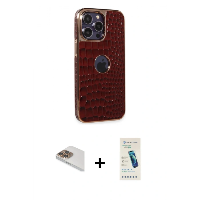 MARSİLYAN™- iPhone 13 Pro Max Kılıf Ufuk Form Prime - Şeffaf Pasifik Cam Ekran Koruyucu + Pers Alüminyum Kamera Lens - GD