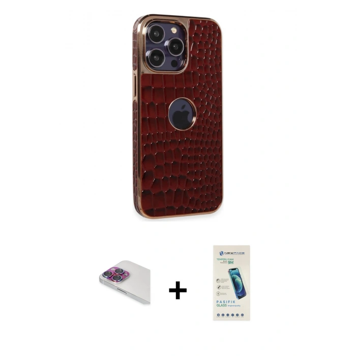 MARSİLYAN™- iPhone 13 Pro Max Kılıf Ufuk Form Prime - Şeffaf Pasifik Cam Ekran Koruyucu + Pers Alüminyum Kamera Lens - GI