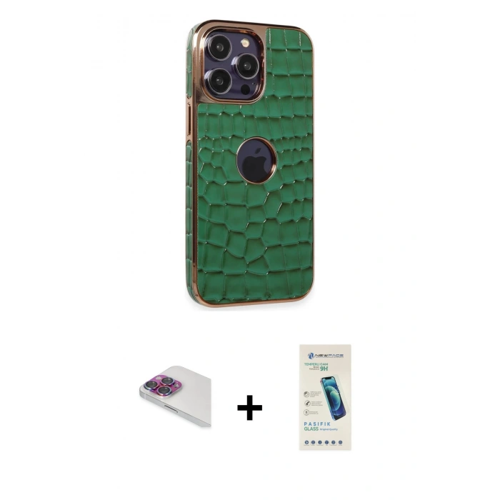 MARSİLYAN™- iPhone 13 Pro Max Kılıf Ufuk Form Prime - Şeffaf Pasifik Cam Ekran Koruyucu + Pers Alüminyum Kamera Lens - GI