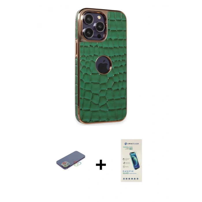 MARSİLYAN™- iPhone 13 Pro Max Kılıf Ufuk Form Prime - Şeffaf Pasifik Cam Ekran Koruyucu + Renkli Kamera Lens Koruma Cam - MI