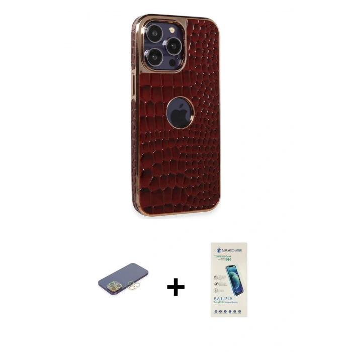 MARSİLYAN™- iPhone 13 Pro Max Kılıf Ufuk Form Prime - Şeffaf Pasifik Cam Ekran Koruyucu + Renkli Kamera Lens Koruma Cam - SI