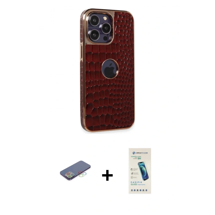 MARSİLYAN™- iPhone 13 Pro Max Kılıf Ufuk Form Prime - Şeffaf Pasifik Cam Ekran Koruyucu + Renkli Kamera Lens Koruma Cam - MI