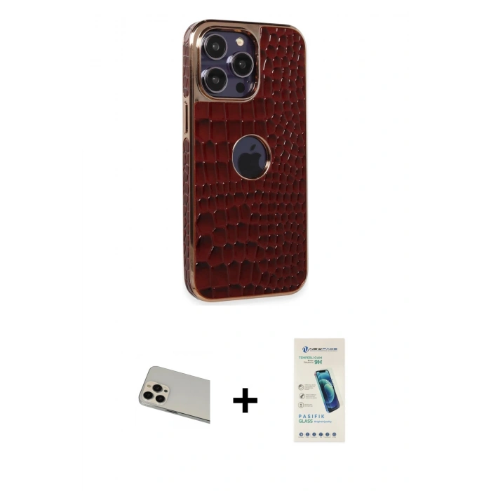 MARSİLYAN™- iPhone 13 Pro Max Kılıf Ufuk Form Prime - Şeffaf Pasifik Cam Ekran Koruyucu + Rainbow Kamera Lens Koruma Cam - REGD