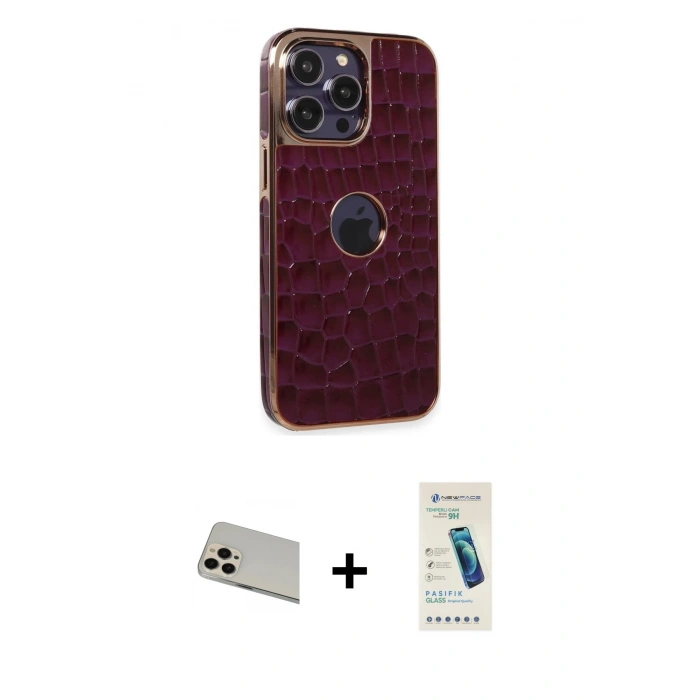 MARSİLYAN™- iPhone 13 Pro Max Kılıf Ufuk Form Prime - Şeffaf Pasifik Cam Ekran Koruyucu + Rainbow Kamera Lens Koruma Cam - REGD