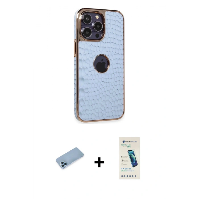 MARSİLYAN™- iPhone 13 Pro Max Kılıf Ufuk Form Prime - Şeffaf Pasifik Cam Ekran Koruyucu + Shine Kamera Lens Koruma Cam - MI