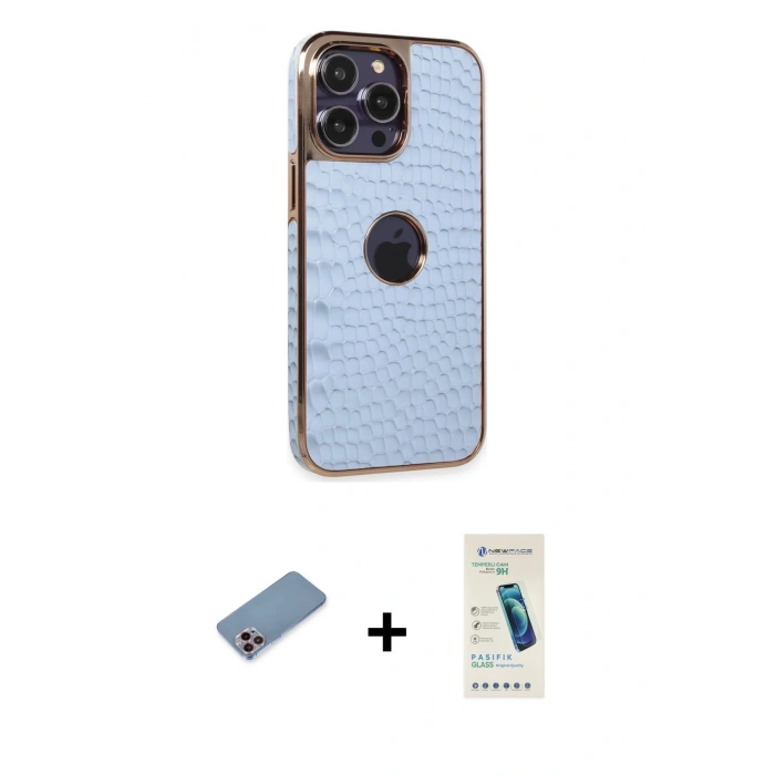 MARSİLYAN™- iPhone 13 Pro Max Kılıf Ufuk Form Prime - Şeffaf Pasifik Cam Ekran Koruyucu + Shine Kamera Lens Koruma Cam - PE