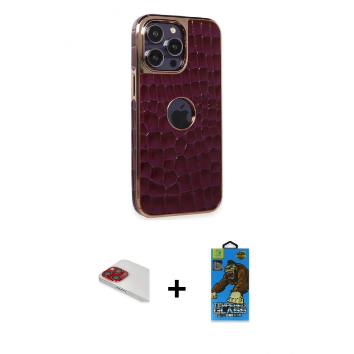 MARSİLYAN™- iPhone 13 Pro Max Kılıf Ufuk Form Prime - Siyah 18D Cam Ekran Koruyucu + Pers Alüminyum Kamera Lens - KI