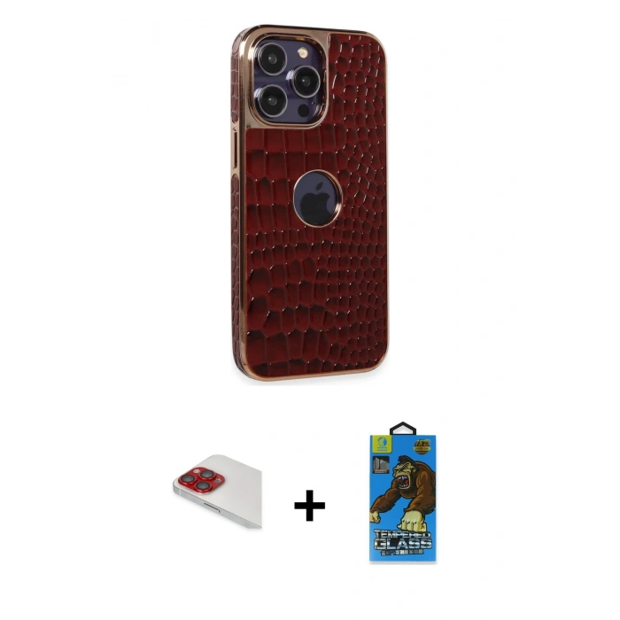 MARSİLYAN™- iPhone 13 Pro Max Kılıf Ufuk Form Prime - Siyah 18D Cam Ekran Koruyucu + Pers Alüminyum Kamera Lens - KI