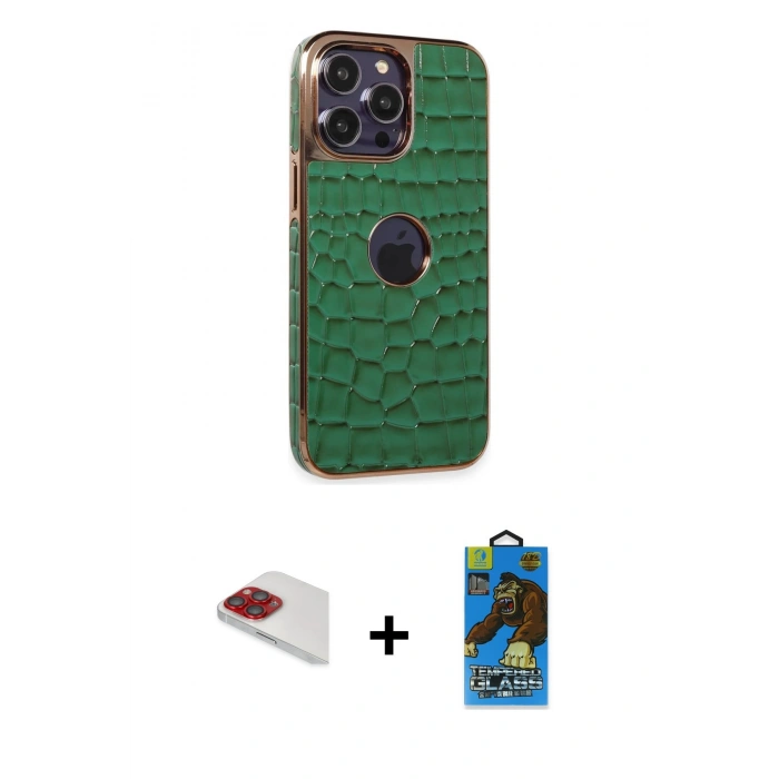 MARSİLYAN™- iPhone 13 Pro Max Kılıf Ufuk Form Prime - Siyah 18D Cam Ekran Koruyucu + Pers Alüminyum Kamera Lens - KI