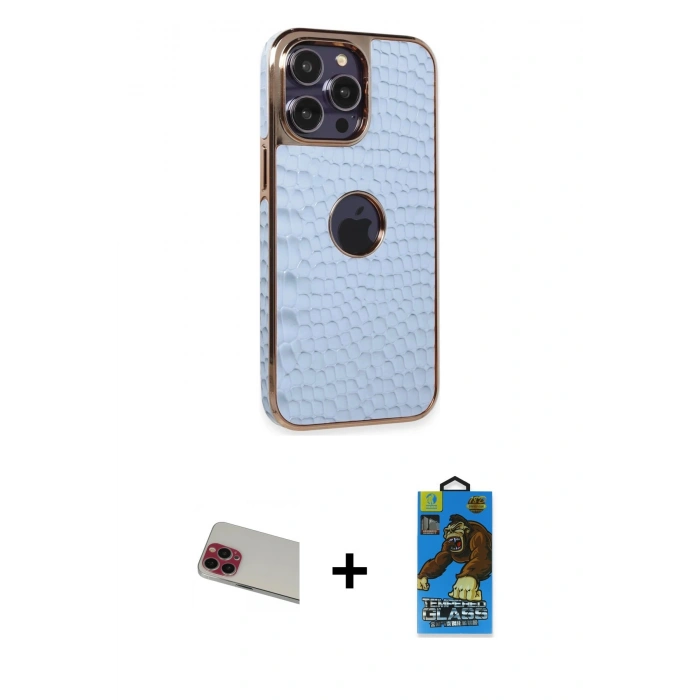 MARSİLYAN™- iPhone 13 Pro Max Kılıf Ufuk Form Prime - Siyah 18D Cam Ekran Koruyucu + Rainbow Kamera Lens Koruma Cam - KI