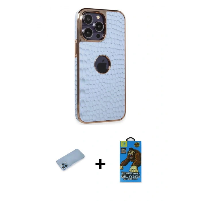 MARSİLYAN™- iPhone 13 Pro Max Kılıf Ufuk Form Prime - Siyah 18D Cam Ekran Koruyucu + Shine Kamera Lens Koruma Cam - MI