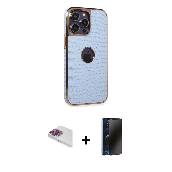 MARSİLYAN™- iPhone 13 Pro Max Kılıf Ufuk Form Prime - Siyah 3D Antistatik Hayalet Cam Ekran Koruyucu + Pers Alüminyum Kamera Lens - GI