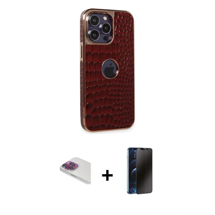 MARSİLYAN™- iPhone 13 Pro Max Kılıf Ufuk Form Prime - Siyah 3D Antistatik Hayalet Cam Ekran Koruyucu + Pers Alüminyum Kamera Lens - GI