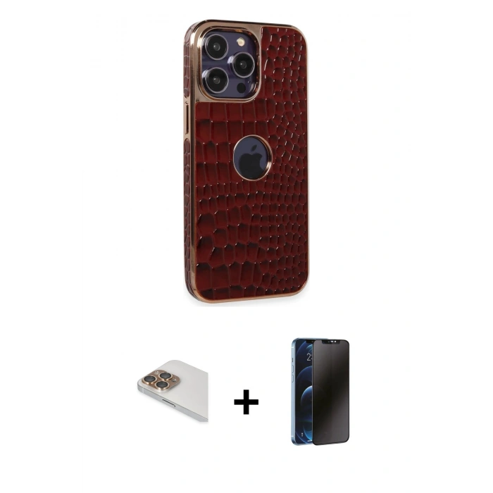 MARSİLYAN™- iPhone 13 Pro Max Kılıf Ufuk Form Prime - Siyah 3D Antistatik Hayalet Cam Ekran Koruyucu + Pers Alüminyum Kamera Lens - GD