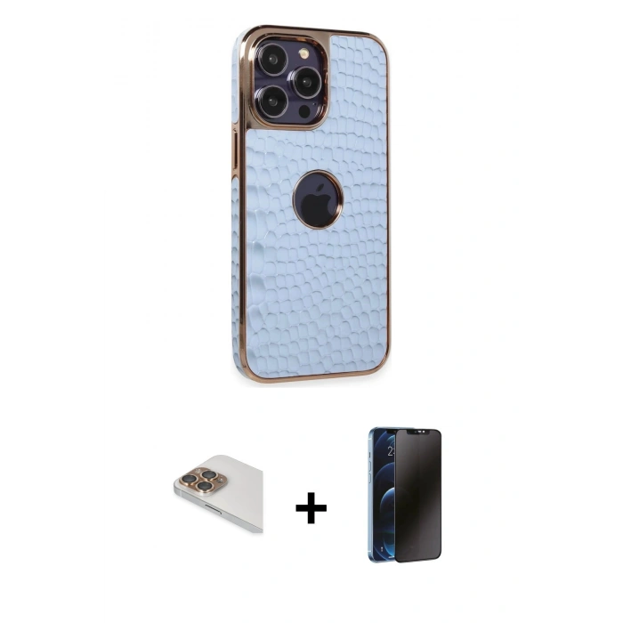 MARSİLYAN™- iPhone 13 Pro Max Kılıf Ufuk Form Prime - Siyah 3D Antistatik Hayalet Cam Ekran Koruyucu + Pers Alüminyum Kamera Lens - GD