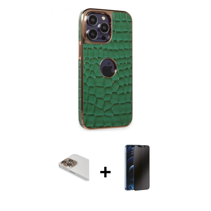 MARSİLYAN™- iPhone 13 Pro Max Kılıf Ufuk Form Prime - Siyah 3D Antistatik Hayalet Cam Ekran Koruyucu + Pers Alüminyum Kamera Lens - GD