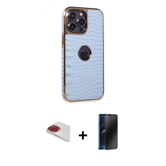 MARSİLYAN™- iPhone 13 Pro Max Kılıf Ufuk Form Prime - Siyah 3D Antistatik Hayalet Cam Ekran Koruyucu + Pers Alüminyum Kamera Lens - KI