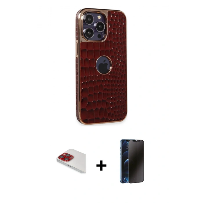 MARSİLYAN™- iPhone 13 Pro Max Kılıf Ufuk Form Prime - Siyah 3D Antistatik Hayalet Cam Ekran Koruyucu + Pers Alüminyum Kamera Lens - KI