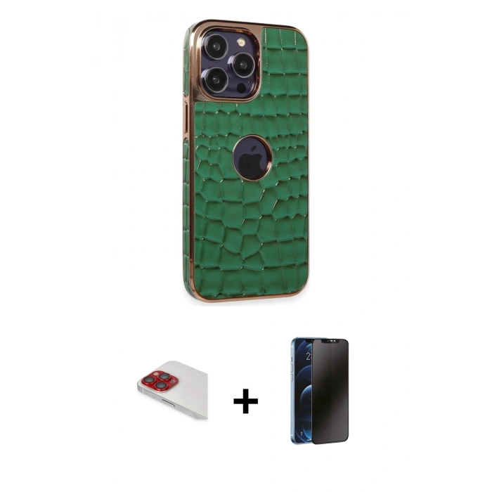 MARSİLYAN™- iPhone 13 Pro Max Kılıf Ufuk Form Prime - Siyah 3D Antistatik Hayalet Cam Ekran Koruyucu + Pers Alüminyum Kamera Lens - KI