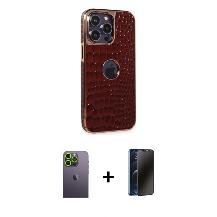 MARSİLYAN™- iPhone 13 Pro Max Kılıf Ufuk Form Prime - Siyah 3D Antistatik Hayalet Cam Ekran Koruyucu + Neon Fosforlu Kamera Lens - YL