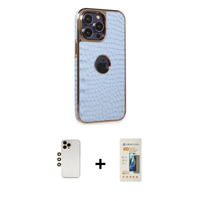 MARSİLYAN™- iPhone 13 Pro Max Kılıf Ufuk Form Prime - Siyah 6D Mat Seramik Hayalet Nano Ekran Koruyucu + Shine Kamera Lens - GD
