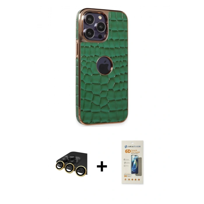 MARSİLYAN™- iPhone 13 Pro Max Kılıf Ufuk Form Prime - Siyah 6D Mat Seramik Hayalet Nano Ekran Koruyucu + Raze Metal Kamera Lens - GD