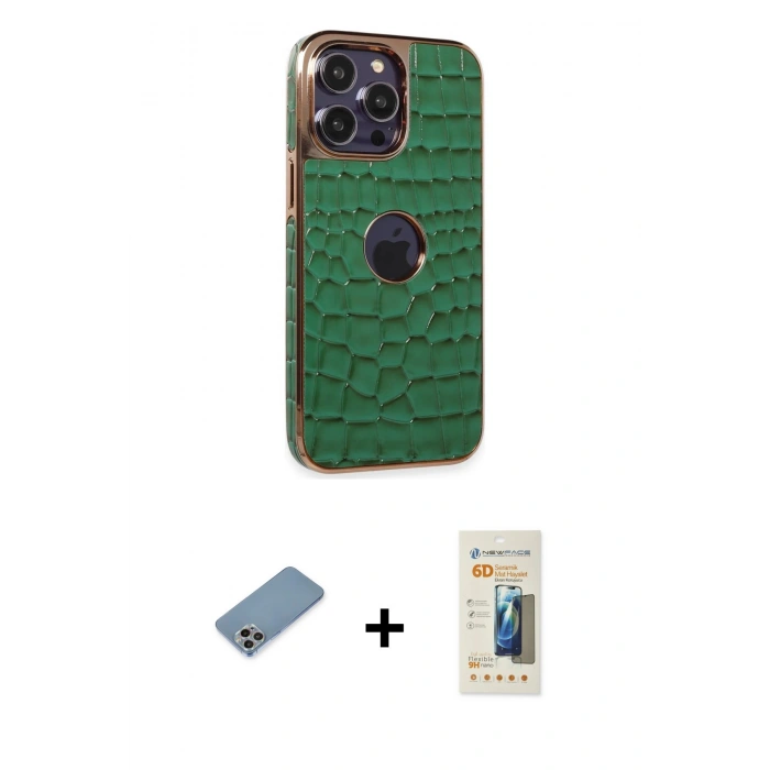 MARSİLYAN™- iPhone 13 Pro Max Kılıf Ufuk Form Prime - Siyah 6D Mat Seramik Hayalet Nano Ekran Koruyucu + Shine Kamera Lens Koruma Cam - GI