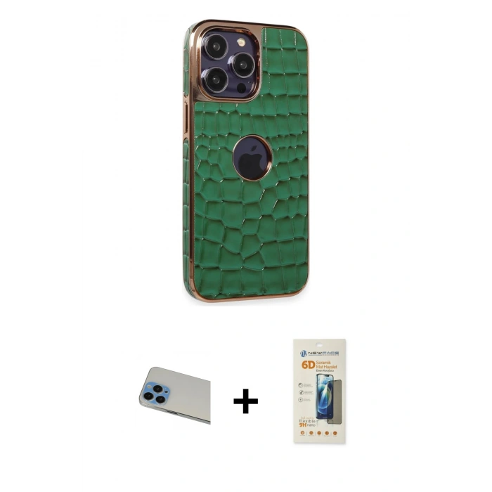 MARSİLYAN™- iPhone 13 Pro Max Kılıf Ufuk Form Prime - Siyah 6D Mat Seramik Hayalet Nano Ekran Koruyucu + Rainbow Kamera Lens Koruma Cam - MI
