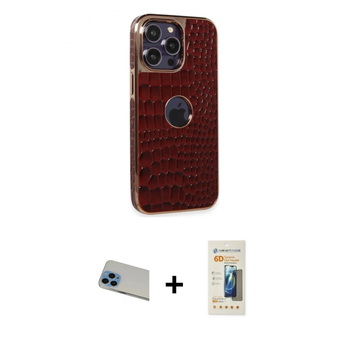 MARSİLYAN™- iPhone 13 Pro Max Kılıf Ufuk Form Prime - Siyah 6D Mat Seramik Hayalet Nano Ekran Koruyucu + Rainbow Kamera Lens Koruma Cam - MI