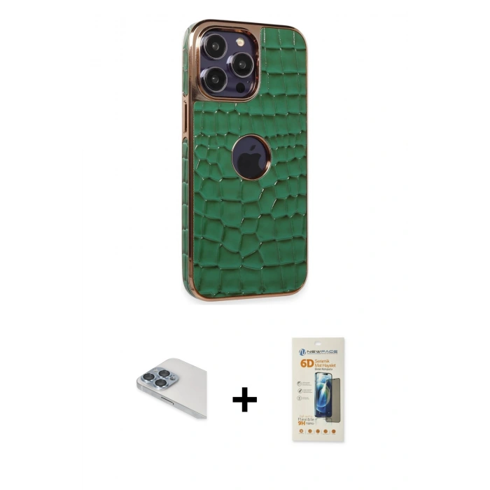 MARSİLYAN™- iPhone 13 Pro Max Kılıf Ufuk Form Prime - Siyah 6D Mat Seramik Hayalet Nano Ekran Koruyucu + Pers Alüminyum Kamera Lens - SABE