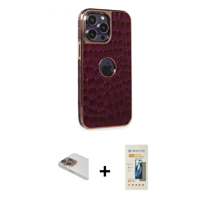 MARSİLYAN™- iPhone 13 Pro Max Kılıf Ufuk Form Prime - Siyah 6D Mat Seramik Hayalet Nano Ekran Koruyucu + Pers Alüminyum Kamera Lens - GD
