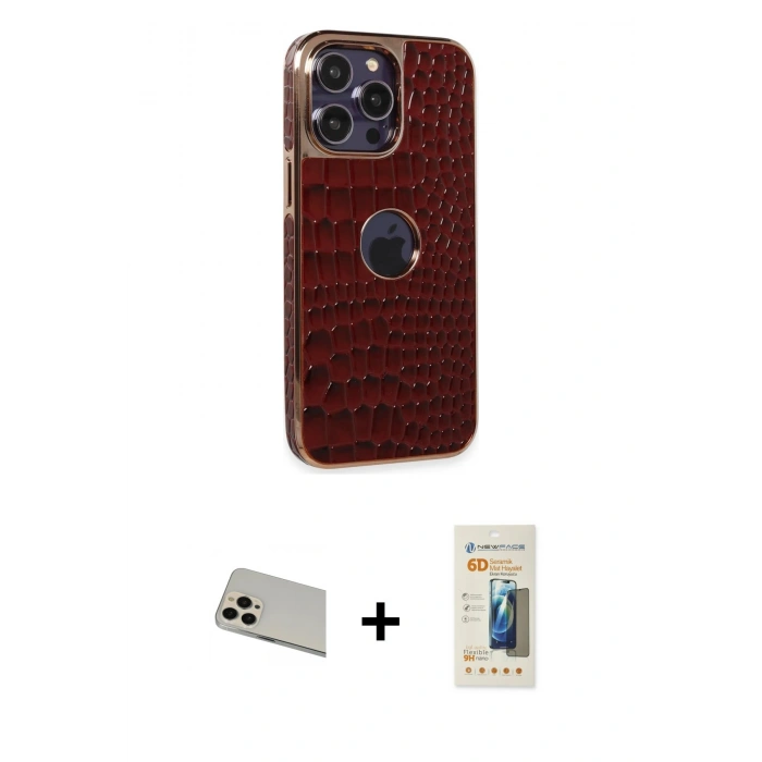 MARSİLYAN™- iPhone 13 Pro Max Kılıf Ufuk Form Prime - Siyah 6D Mat Seramik Hayalet Nano Ekran Koruyucu + Rainbow Kamera Lens Koruma Cam - REGD