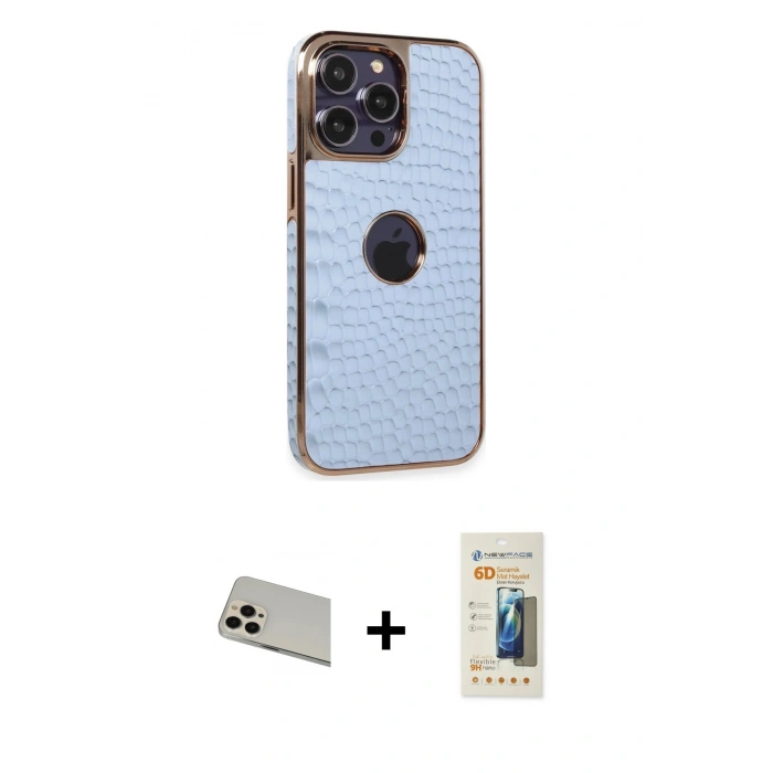 MARSİLYAN™- iPhone 13 Pro Max Kılıf Ufuk Form Prime - Siyah 6D Mat Seramik Hayalet Nano Ekran Koruyucu + Rainbow Kamera Lens Koruma Cam - REGD