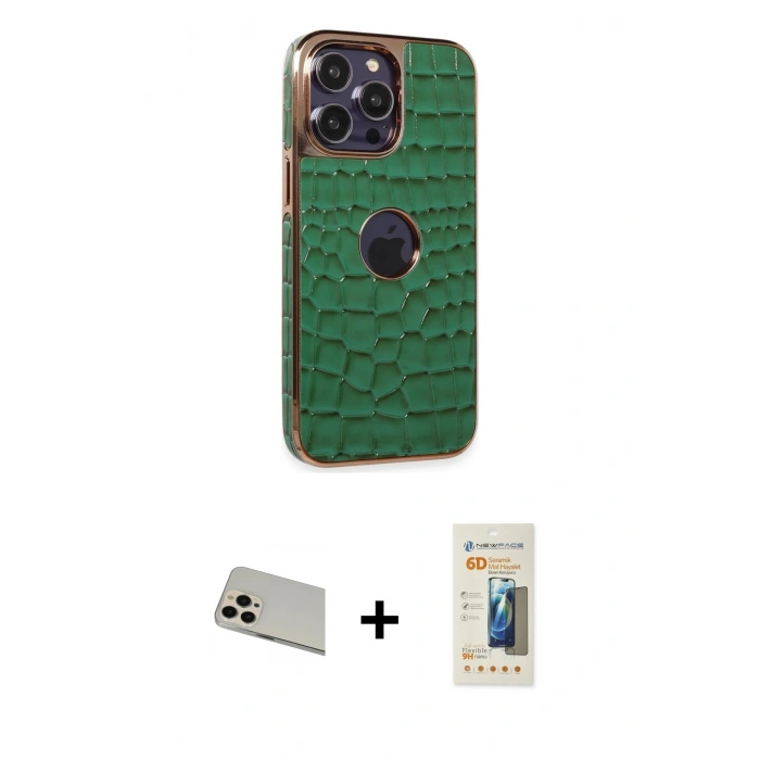 MARSİLYAN™- iPhone 13 Pro Max Kılıf Ufuk Form Prime - Siyah 6D Mat Seramik Hayalet Nano Ekran Koruyucu + Rainbow Kamera Lens Koruma Cam - REGD